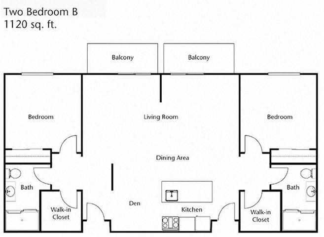Two bedroom Two bathroom Floor Plan Two bedroom Two bathroom Floor Plan at Cogir of Rohnert Park, California, 94928